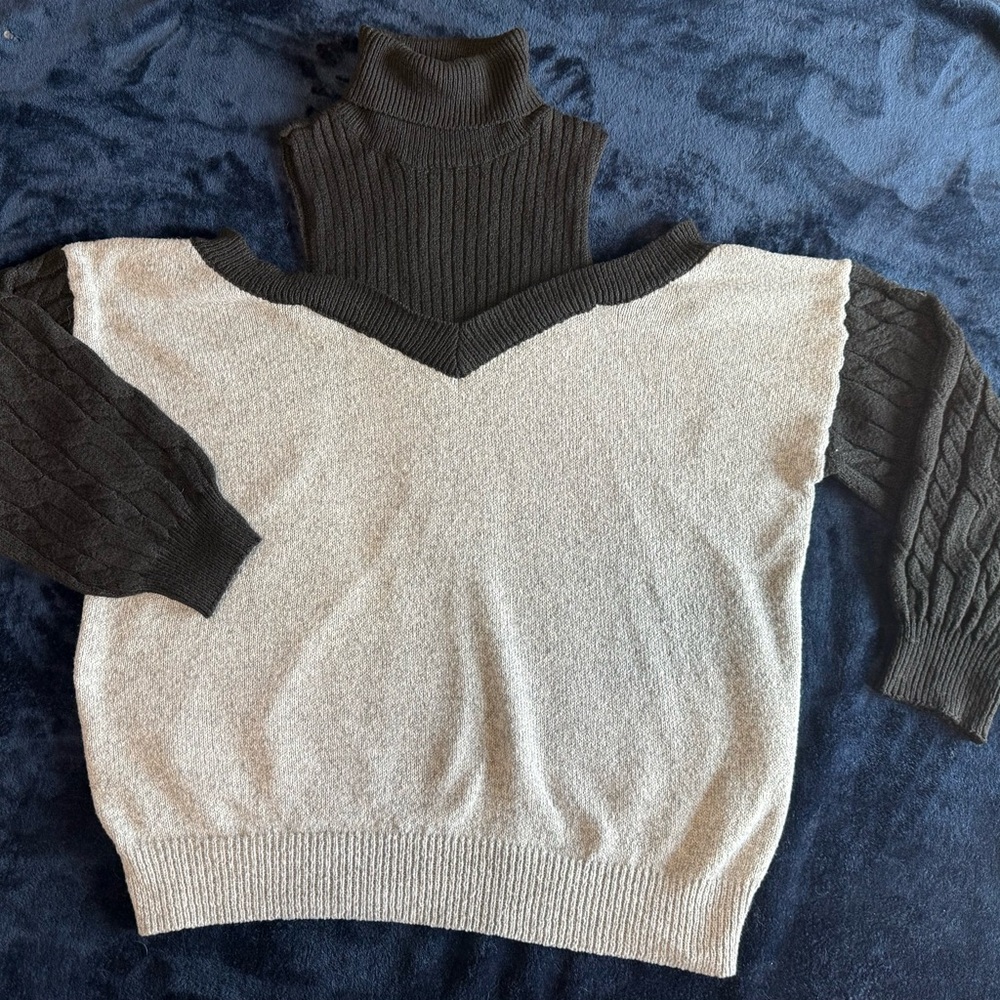 Elegant Two-Tone Sweater